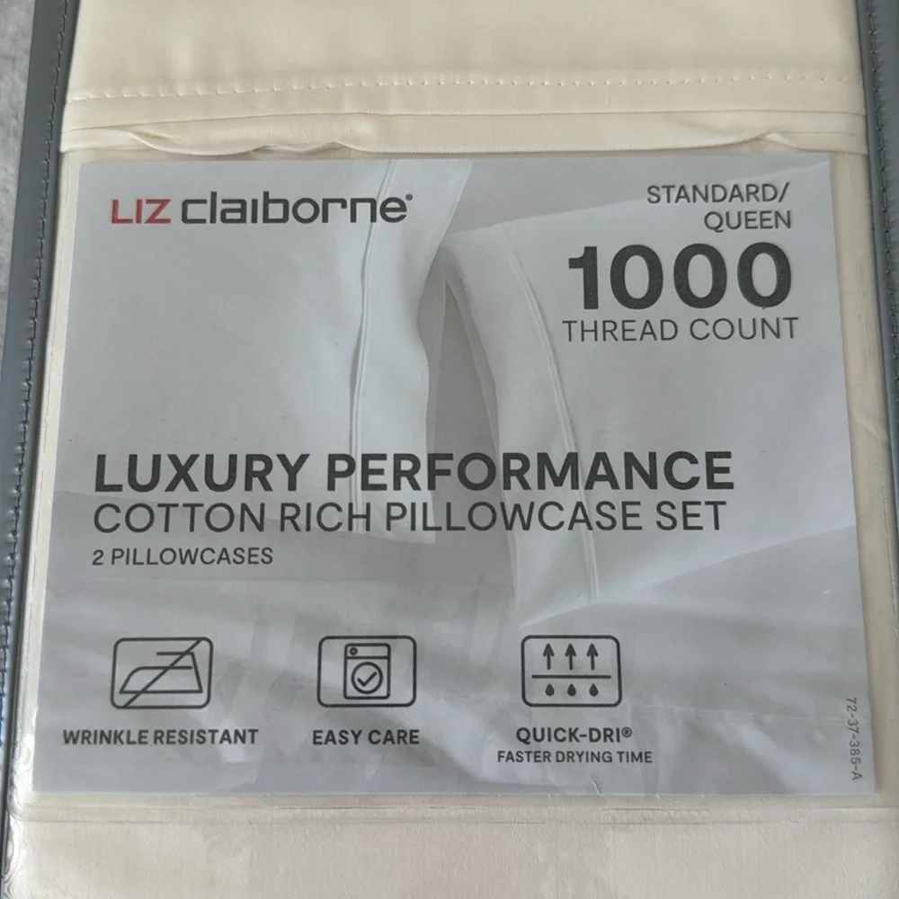 Liz Claiborne Lux Performance 1000tc Pillowcases Standard /Queen Egret